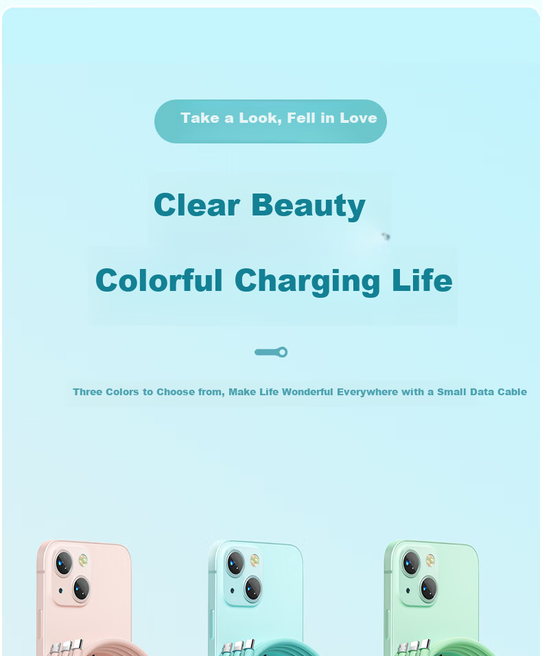 Кабель Nengshi Three-In-One, 1.5м, Синий, 66W, с разъемами Type-C, Lightning, Micro-USB
