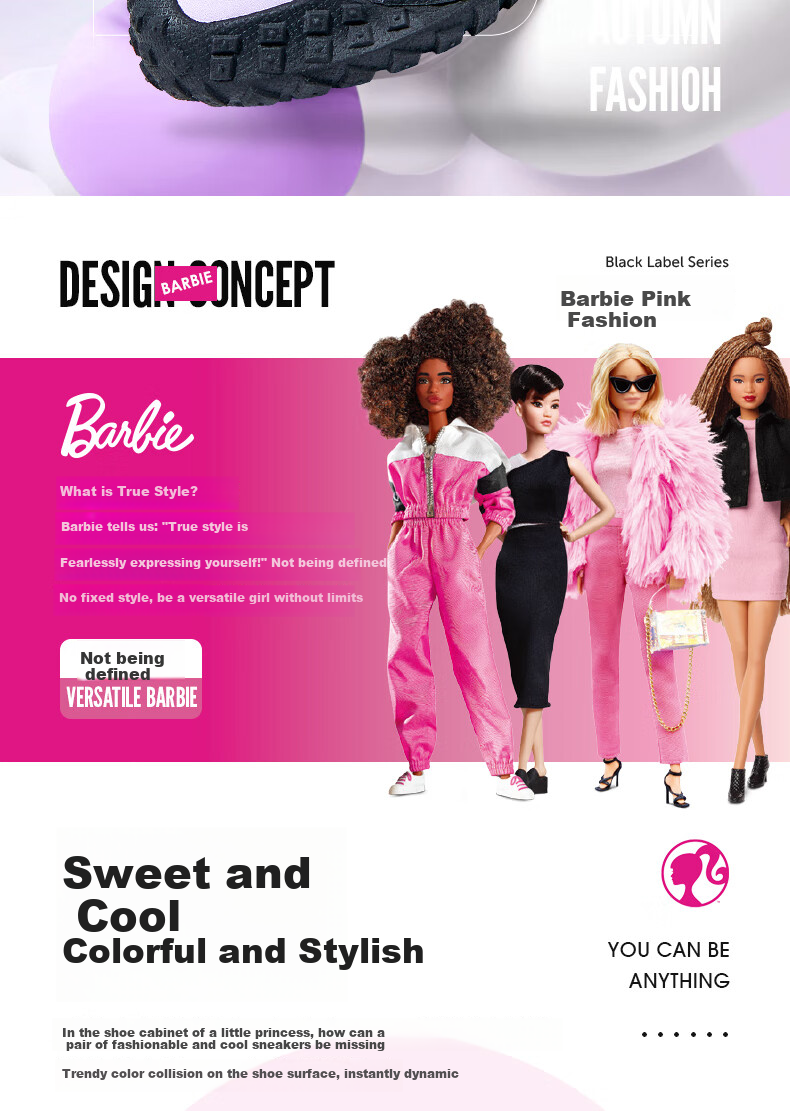 Детские кроссовки Barbie, спортивная обувь для девочек, дышащая обувь для хайкинга, уличная обувь с подошвой из шин, черная с фиолетовым, размер 32