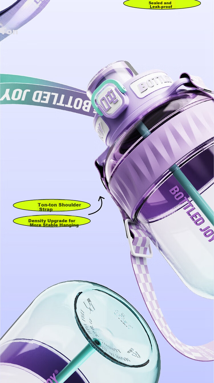 Бутылка для воды BOTTLED JOY, большая спортивная бутылка для воды, пластиковая чашка Dundun, стиль Ван Ибо, 0.6 л, цвет "Манфэньлань"