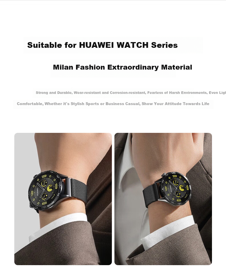 Ремешок CangHua Milanese для Huawei GT6/GT5/Watch 4/3/GT4/GT5 Pro/GT3/2 Pro, из нержавеющей стали, с двойным магнитным замком