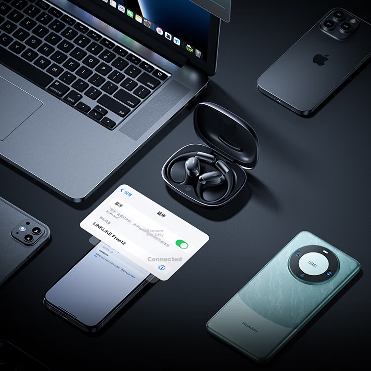 Беспроводные наушники Linklike Free12, Bluetooth 5.4, спортивные, накладные, с микрофоном, IPX5, белый