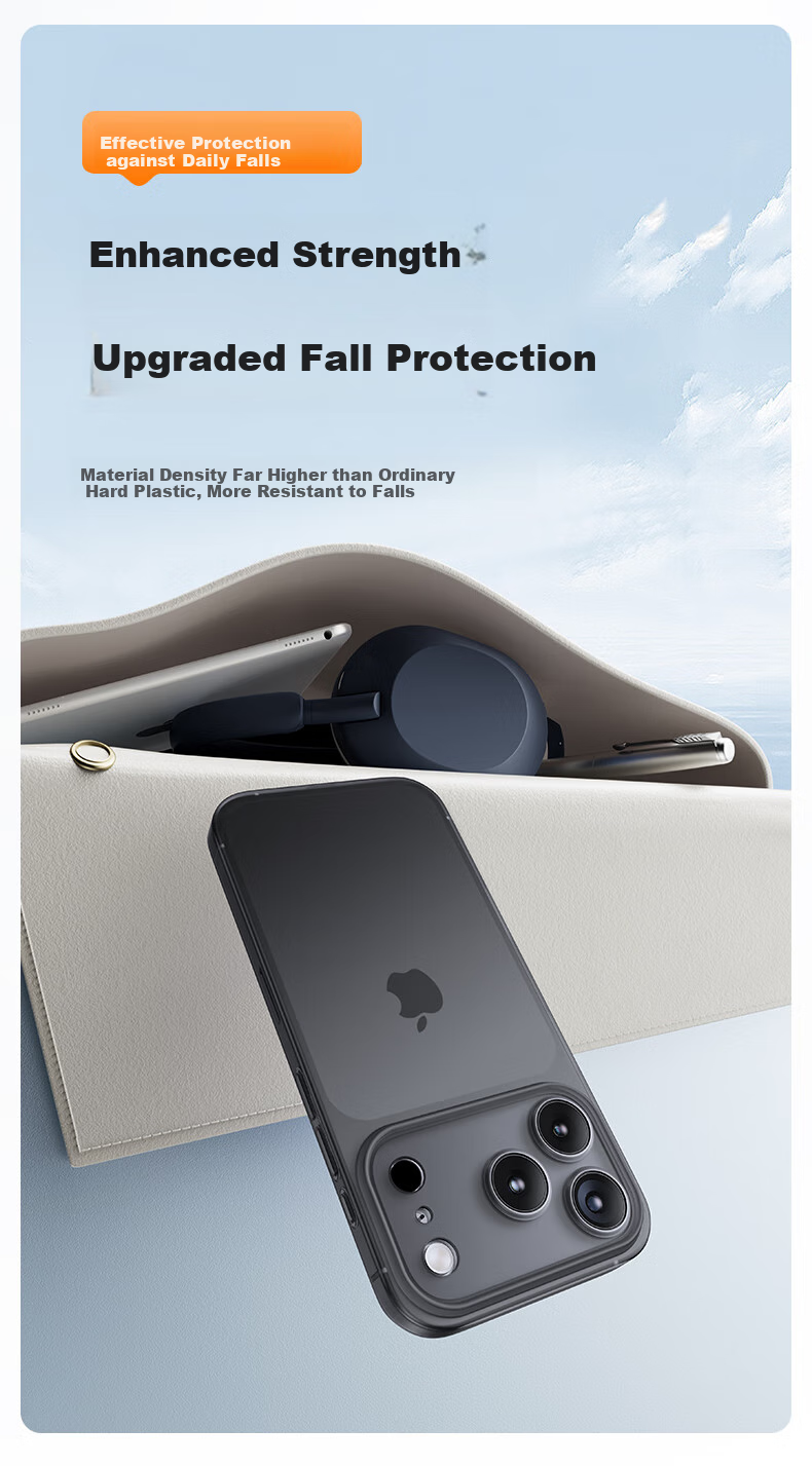Чехол для Apple iPhone 17 Pro Mofei, ударопрочный, полупрозрачный, матовый, с защитой камеры, с охлаждением, противоскользящий, синий