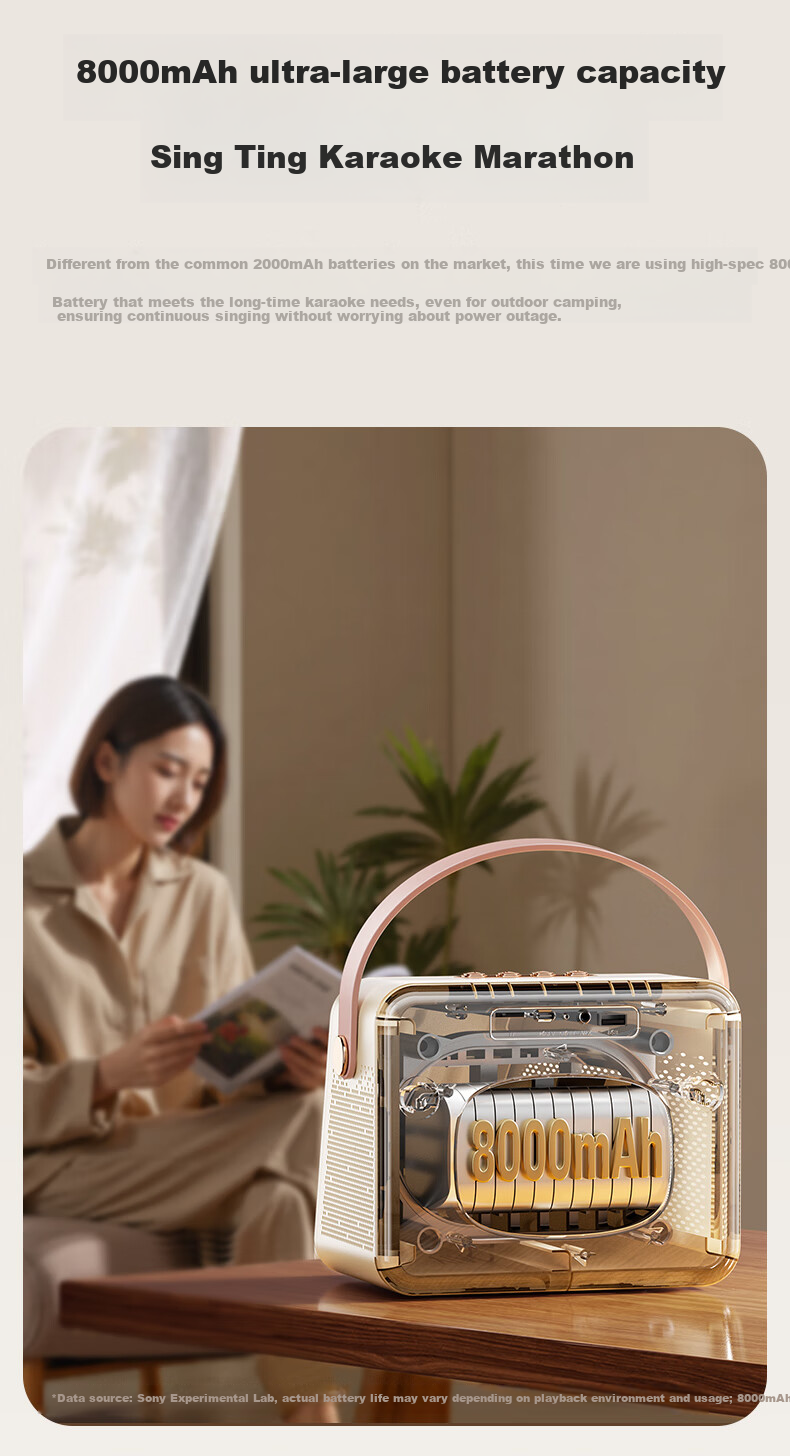Портативная колонка Soaiy GC520Pro с беспроводным микрофоном, Bluetooth, 40 Вт, 7-дюймовый экран, караоке
