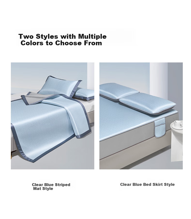 Комплект постельного белья LUOLAI Ice Silk Mat, класс А, машинная стирка, антибактериальный и противоаллергенный, стиль пододеяльника, синий, 150*200*30