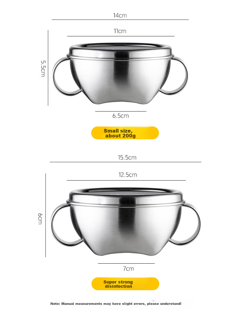 Детская миска Onlycook с двойными ручками и крышкой, 316 нержавеющая сталь, 300 мл, с рисунком космо-панды