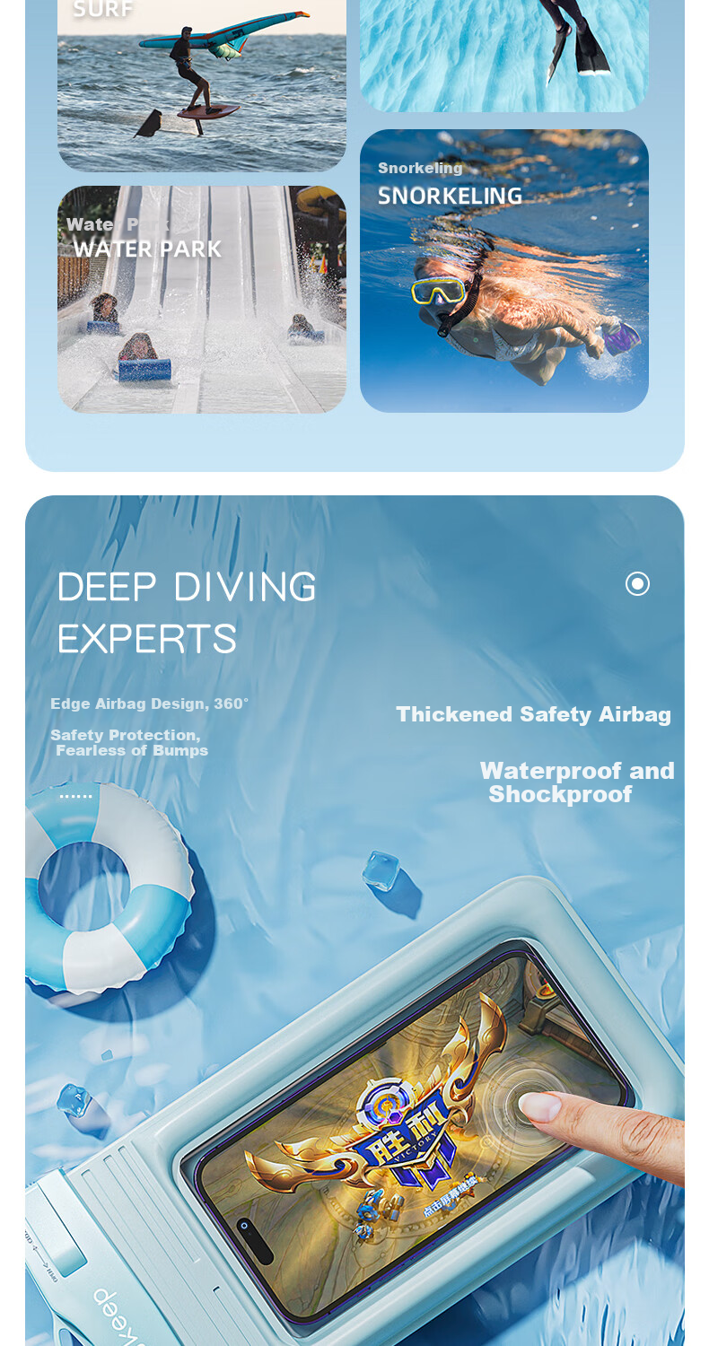 Водонепроницаемый чехол для телефона Keep, с сенсорным экраном, для плавания, доставки еды, герметичный пакет, рафтинга, дайвинга, горячих источников, с ремешком или шейным ремешком
