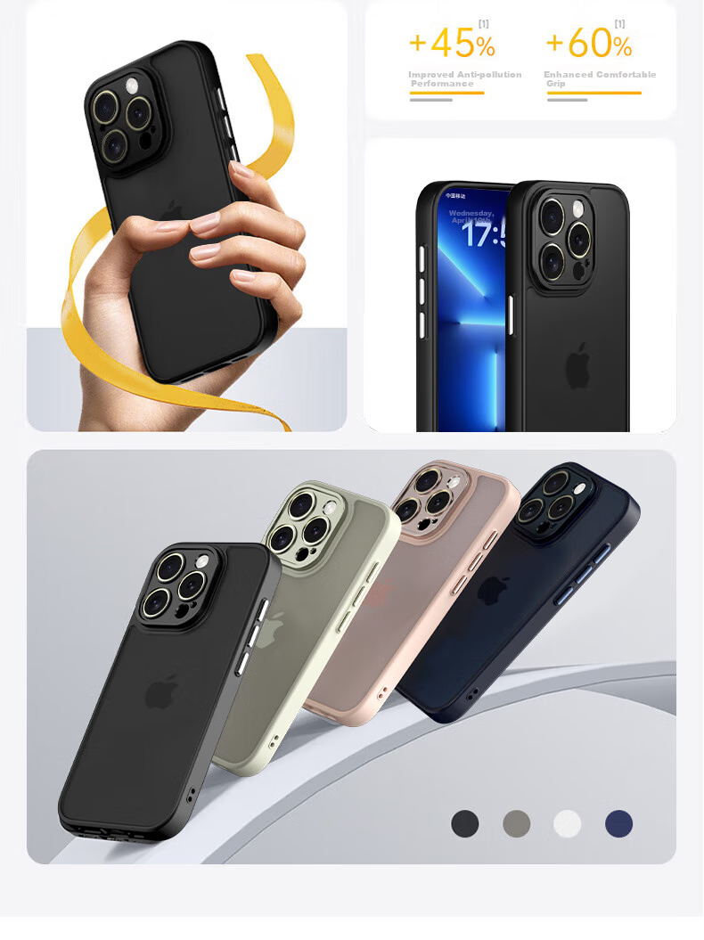 Чехол KEKLLE для iPhone 13 Pro, противоударный, с защитой камеры, силикон+ТПУ, матовый, розовый