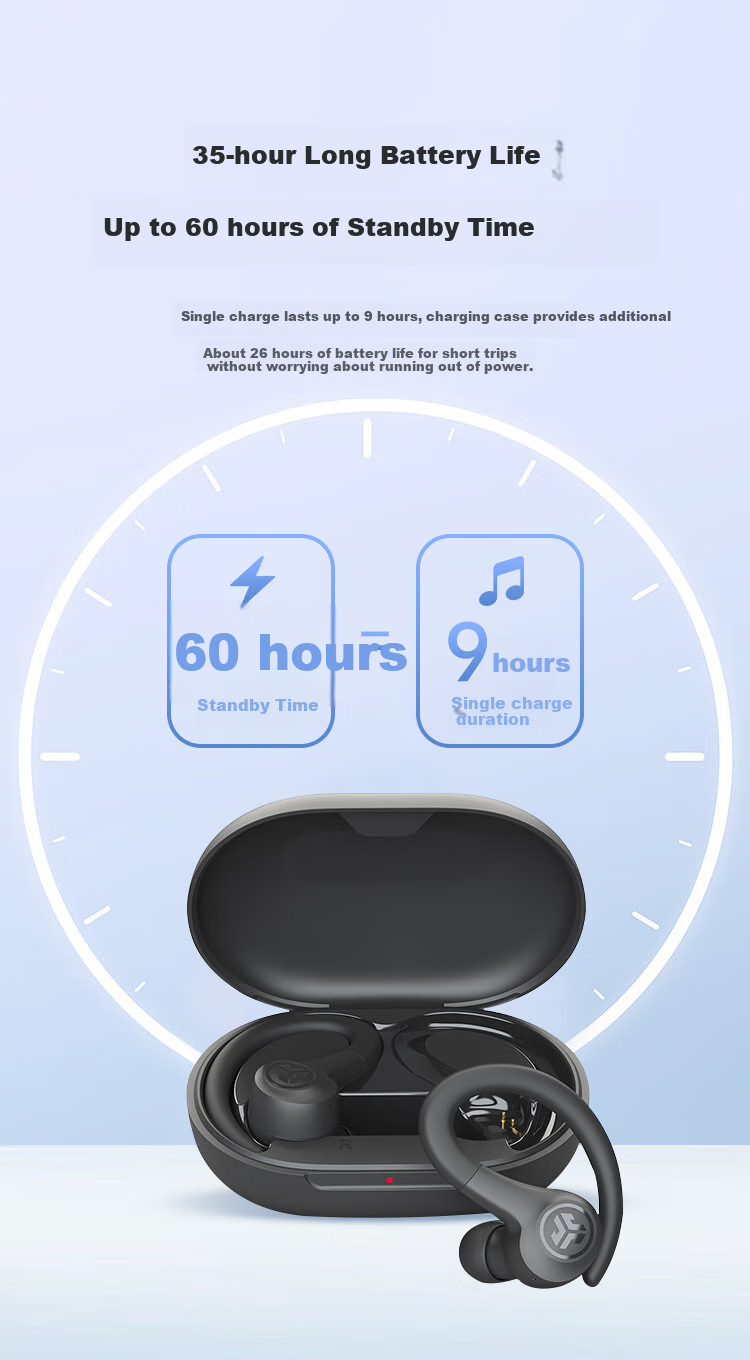 Беспроводные спортивные наушники JLab GO Sport+ с защитой от пыли и воды IP55, для спорта, активного отдыха, велоспорта и бега, с шумоподавлением и долгим временем работы от аккумулятора