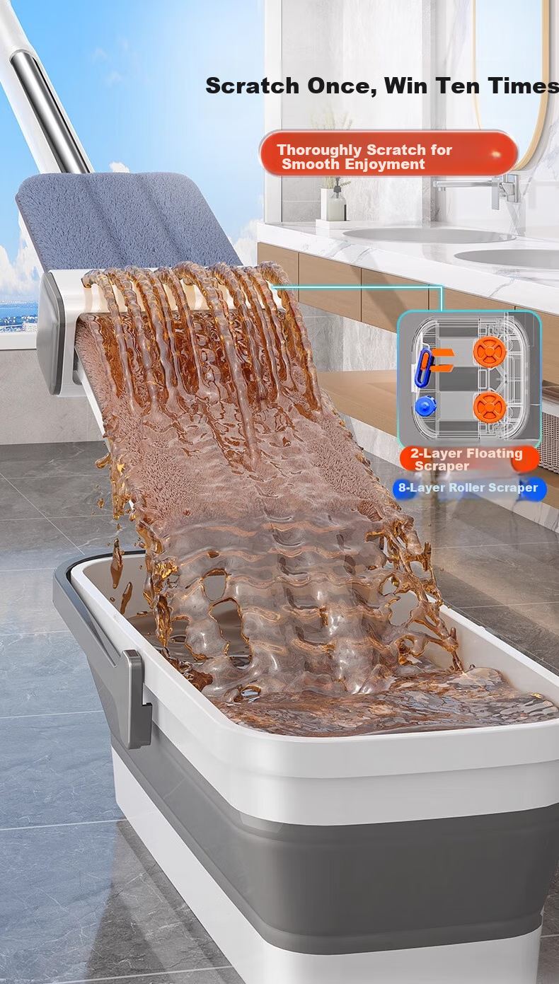 Швабра Sobam Flat Mop, 42 см, с 4 насадками, для дома, без ручной стирки, 2025