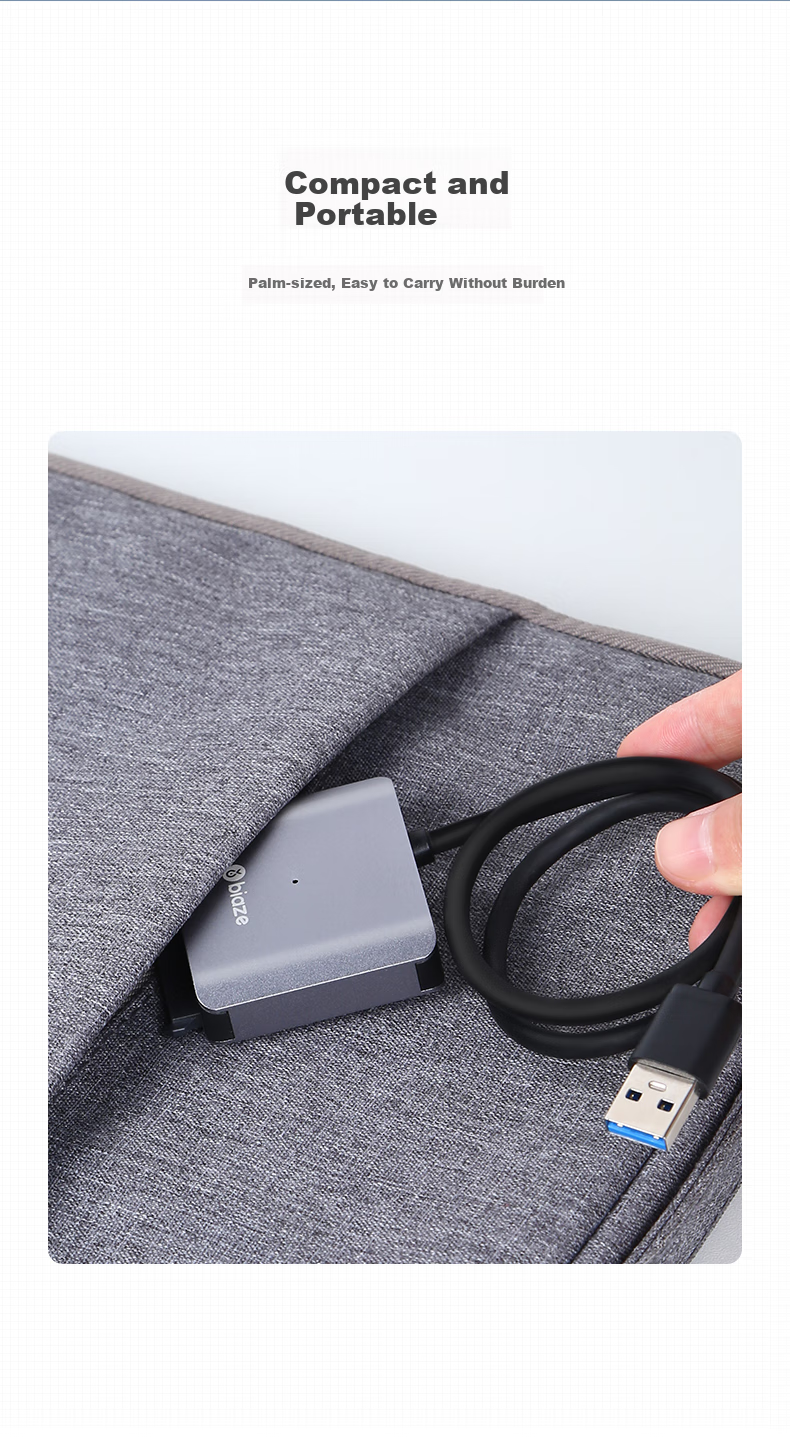Кабель-адаптер BIAZE USB 3.0 на SATA с блоком питания 12V/2A, для подключения HDD/SSD 2.5/3.5 дюйма