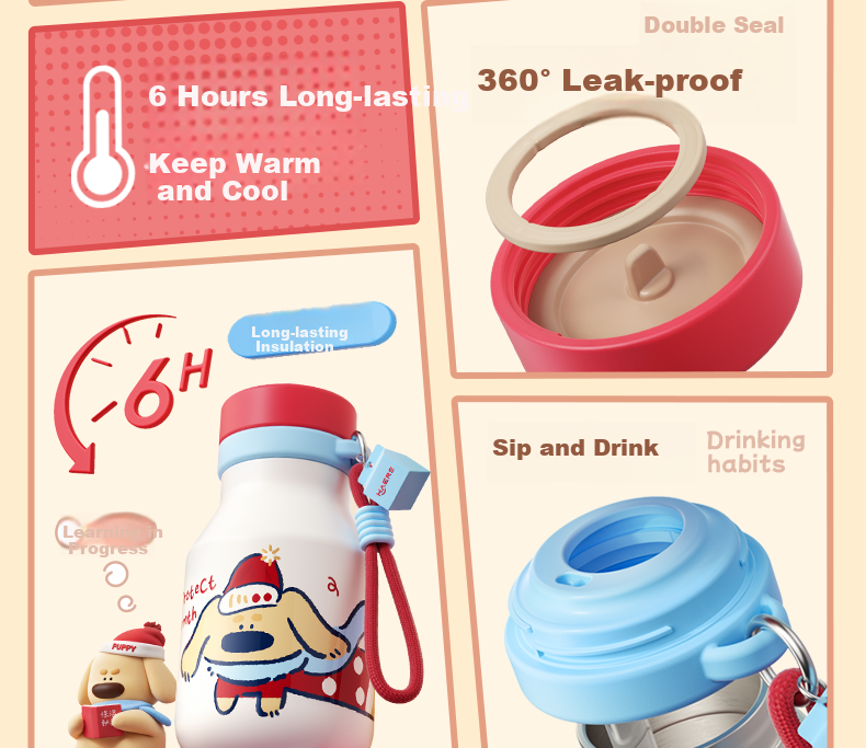Термокружка HAERS Insulated Mug для студентов, стильная бутылка для воды с трубочкой, портативная чашка для девушек, подарок, новая модель, коричневая, 480 мл