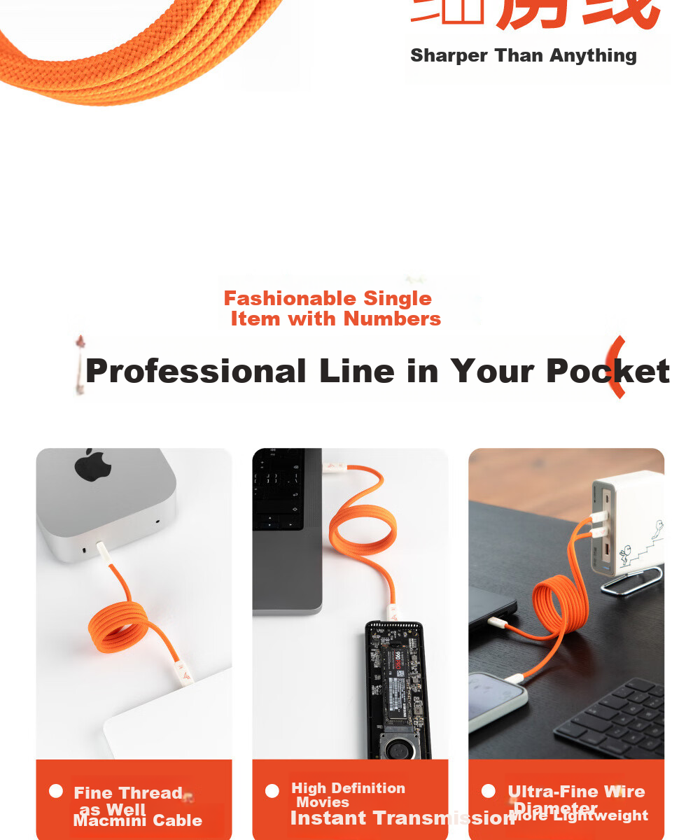 Кабель CANDYSIGN SlimBolt 5 USB4 240W 80Gbps Type-C to Type-C, 0.5 метра, фантомный черный