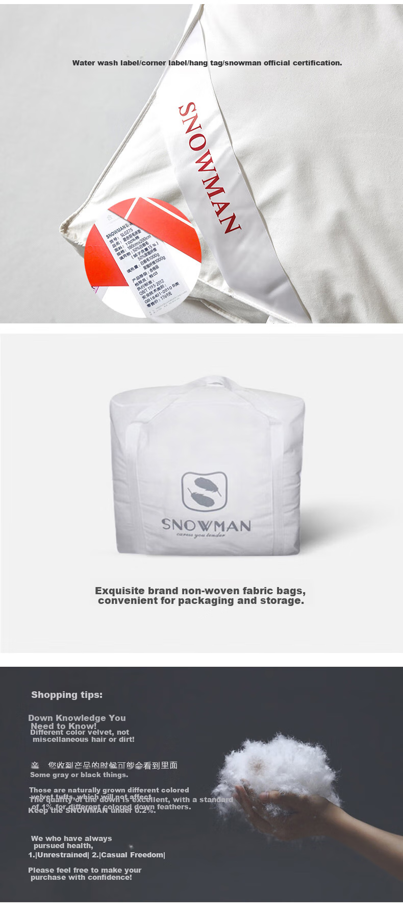 Наматрасник Sinuoman, 15% белый гусиный пух, 1.8x2 м, Белый