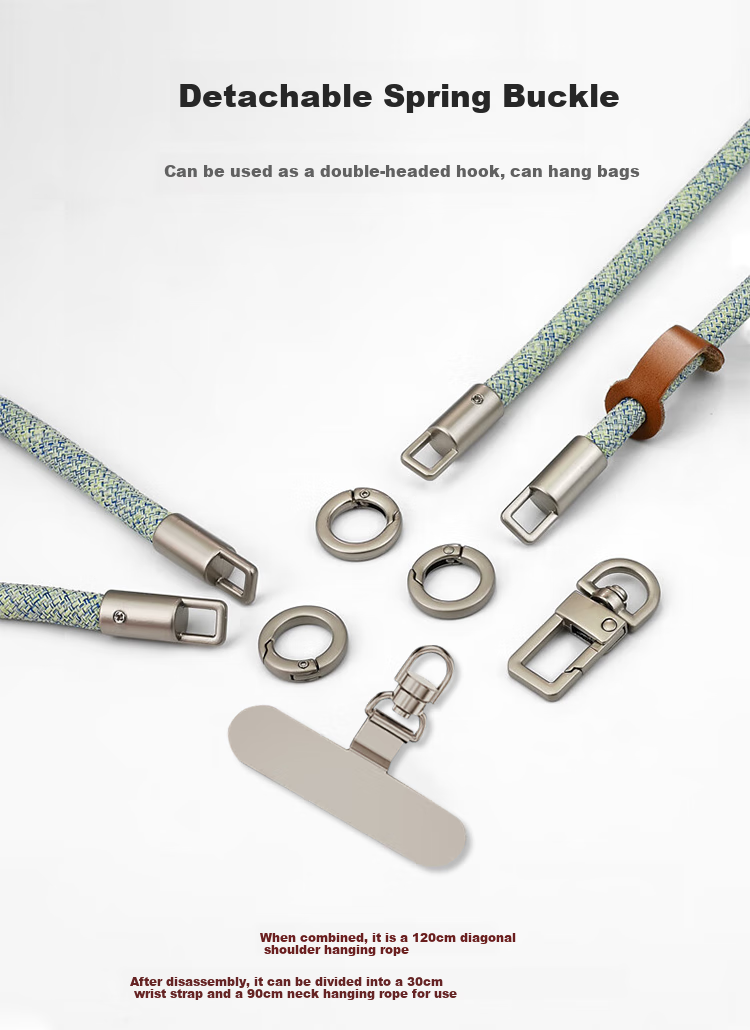 Ремешок-шнурок BZBC для телефона, длина 120 см, с регулируемым креплением, полиэстер + металл, разноцветный