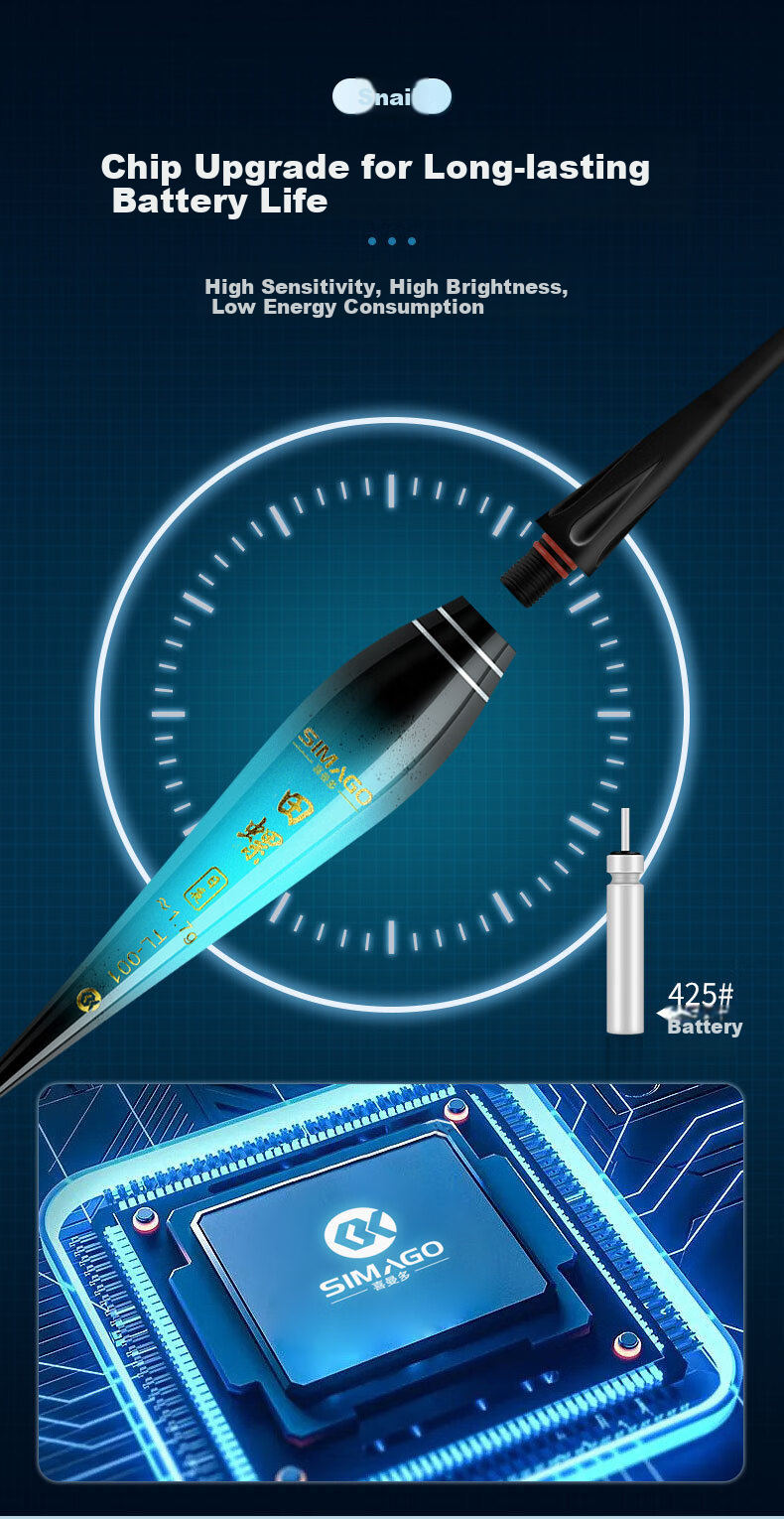 SIMAGO Ximan Du Bite-Sensitive Color-Changing Luminous Float for Day And Night Use, Electronic Float with Eye-Catching Design for Black Pit Night Fishing TL-02
