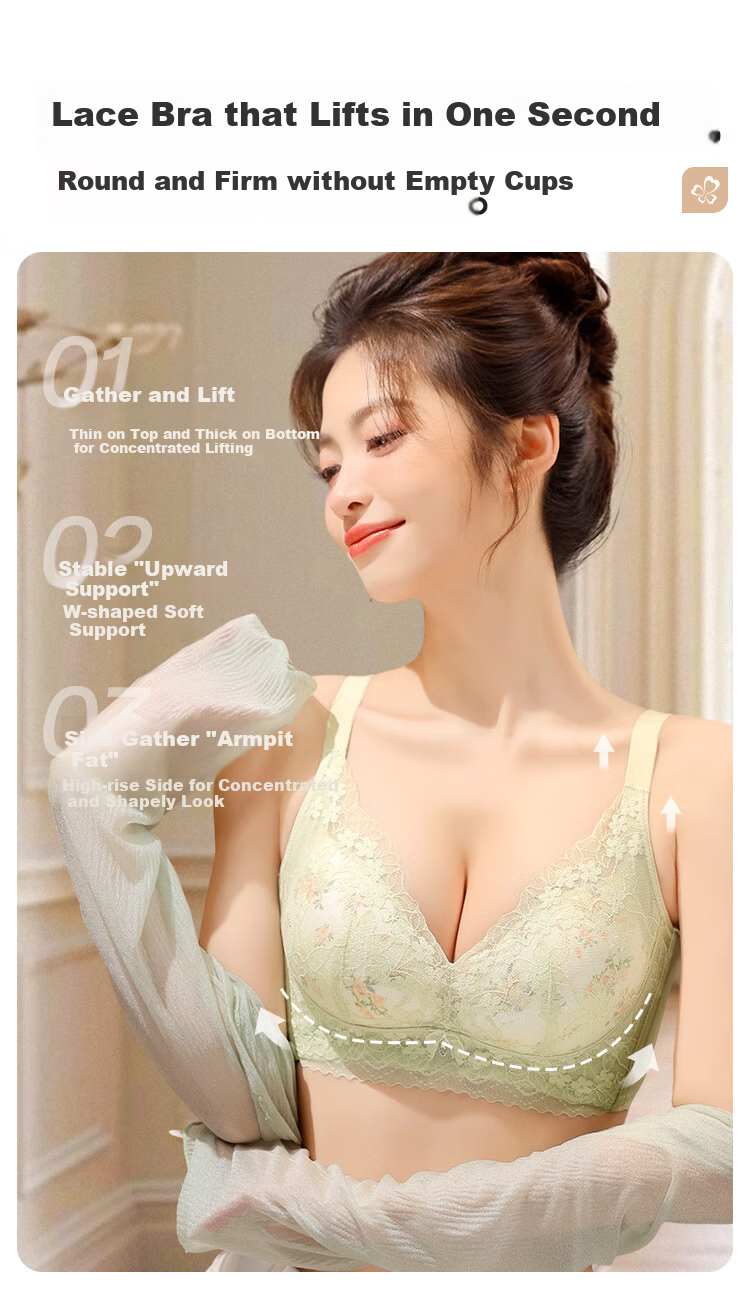 Бюстгальтер Dushiliren Mulberry Silk, бесшовный, с пуш-ап эффектом и цветочным узором, кружевной, светло-розовый, 80B