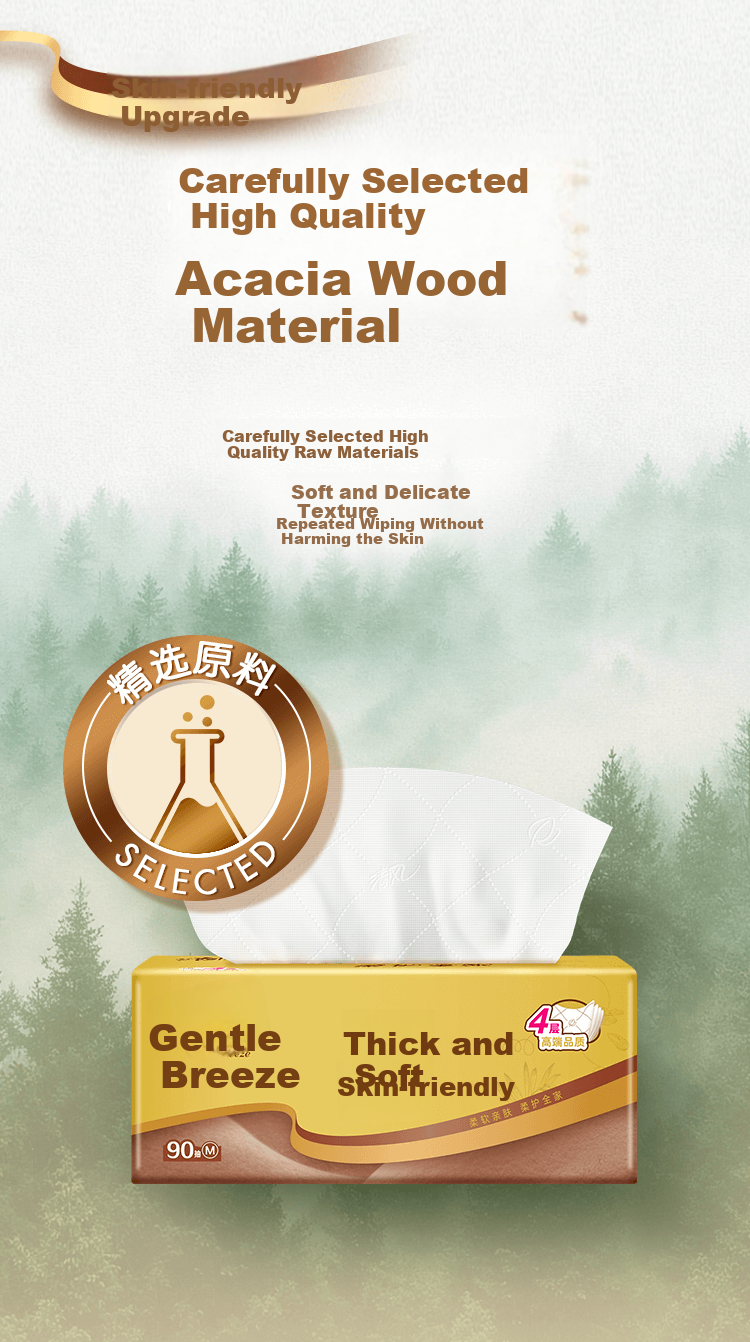 APP Facial Tissues, Gold Premium Thick And Soft, 4-Ply 90 Sheets * 6 Packs M Size, Toilet Paper, Napkins, Face Towels, Travel Pack