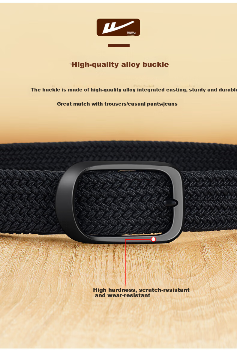 Ремень Huili Canvas Belt с автоматической пряжкой, мужской и женский, тканый, повседневный, дышащий, черный, 120 см
