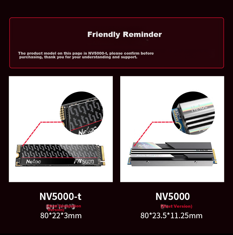 Твердотельный накопитель Netac NV5000-T, 1 ТБ, M.2, NVMe PCIe 4.0 x4, скорость чтения 4800 МБ/с
