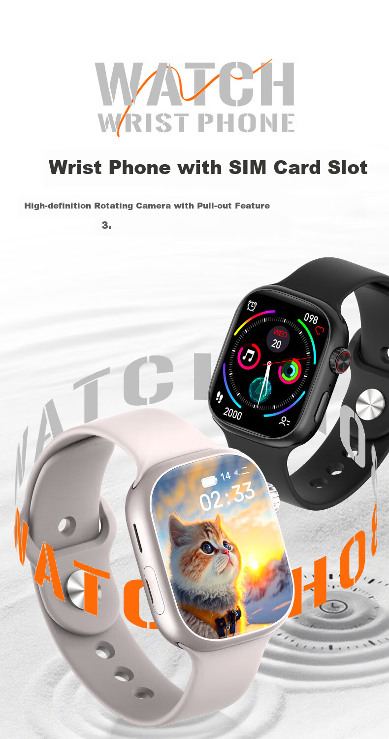 Умные часы Bobi Smart Watch Phone, 4G, 2.04" AMOLED, GPS, Wi-Fi, Bluetooth, с поддержкой SIM-карты, для подростков и взрослых, черный