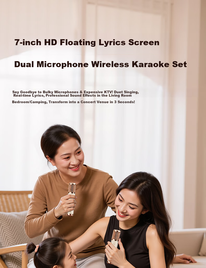 Портативная колонка Soaiy GC520Pro с беспроводным микрофоном, Bluetooth, 40 Вт, 7-дюймовый экран, караоке