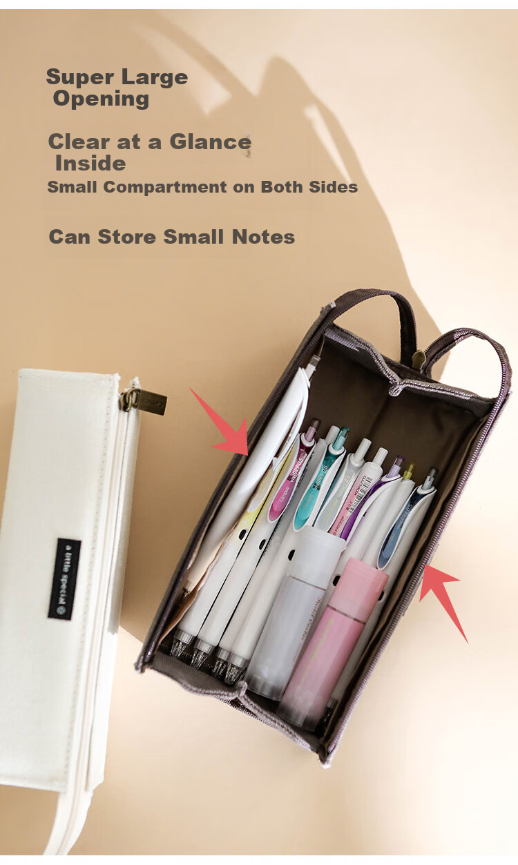 Пенал KOKUYO One-Meter New Pure Stationery, большой вместимости, с разделителями, светло-коричневый, 1 шт.