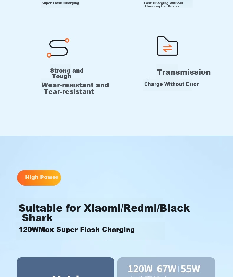 Кабель Nengshi Type-C, 6A, 1м, белый, для быстрой зарядки Xiaomi, Redmi, Black Shark