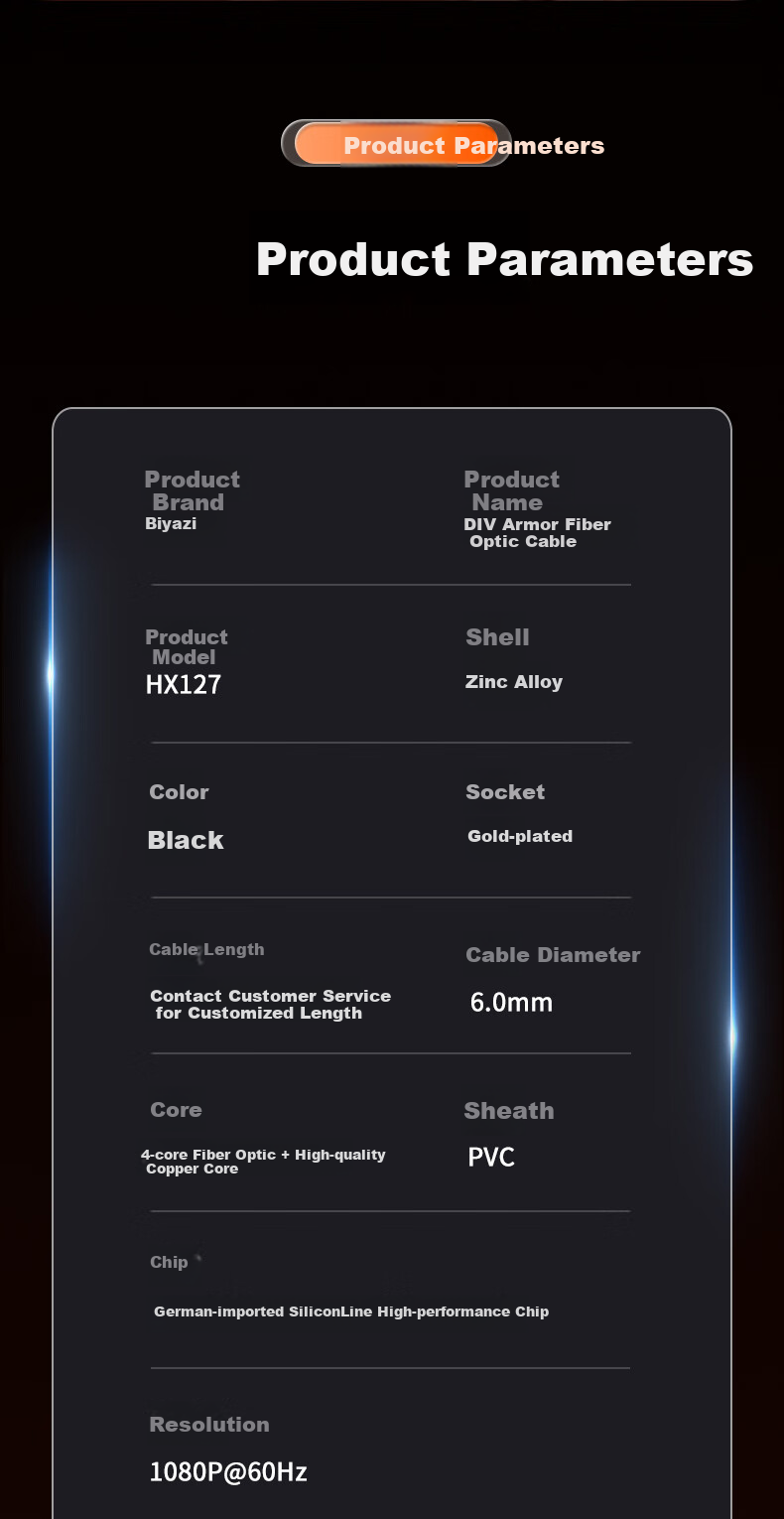 Кабель BIAZE Steel Armor Fiber Optic DVI Engineering Cable, 24+1 Male-To Digital Connection High-Definition Cable, Computer Monitor Connection Cable, Outdoor Large Screen Splicing Surveillance HD Cable, 30 Meters