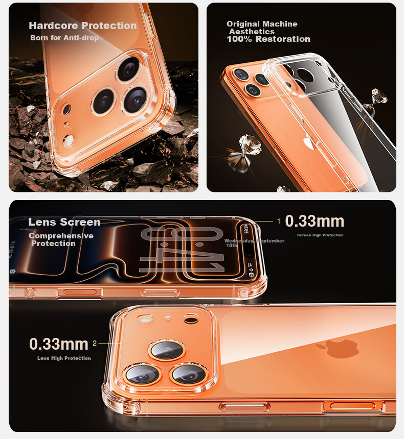 Чехол для Apple iPhone 17 Pro Max Shanmo, противоударный, с защитой от пожелтения, ультратонкий, прозрачный, унисекс