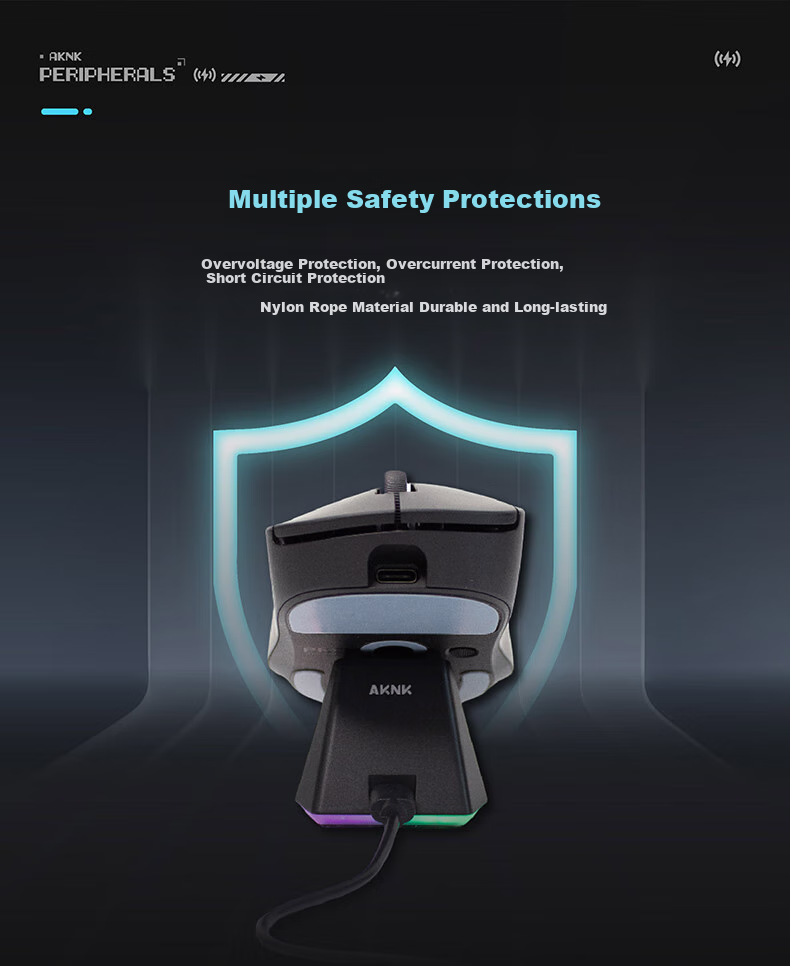 Зарядная док-станция AKNK для Logitech GPW 2-го/3-го/4-го поколения, G502, G903, с магнитным USB-портом и RGB-подсветкой, черная
