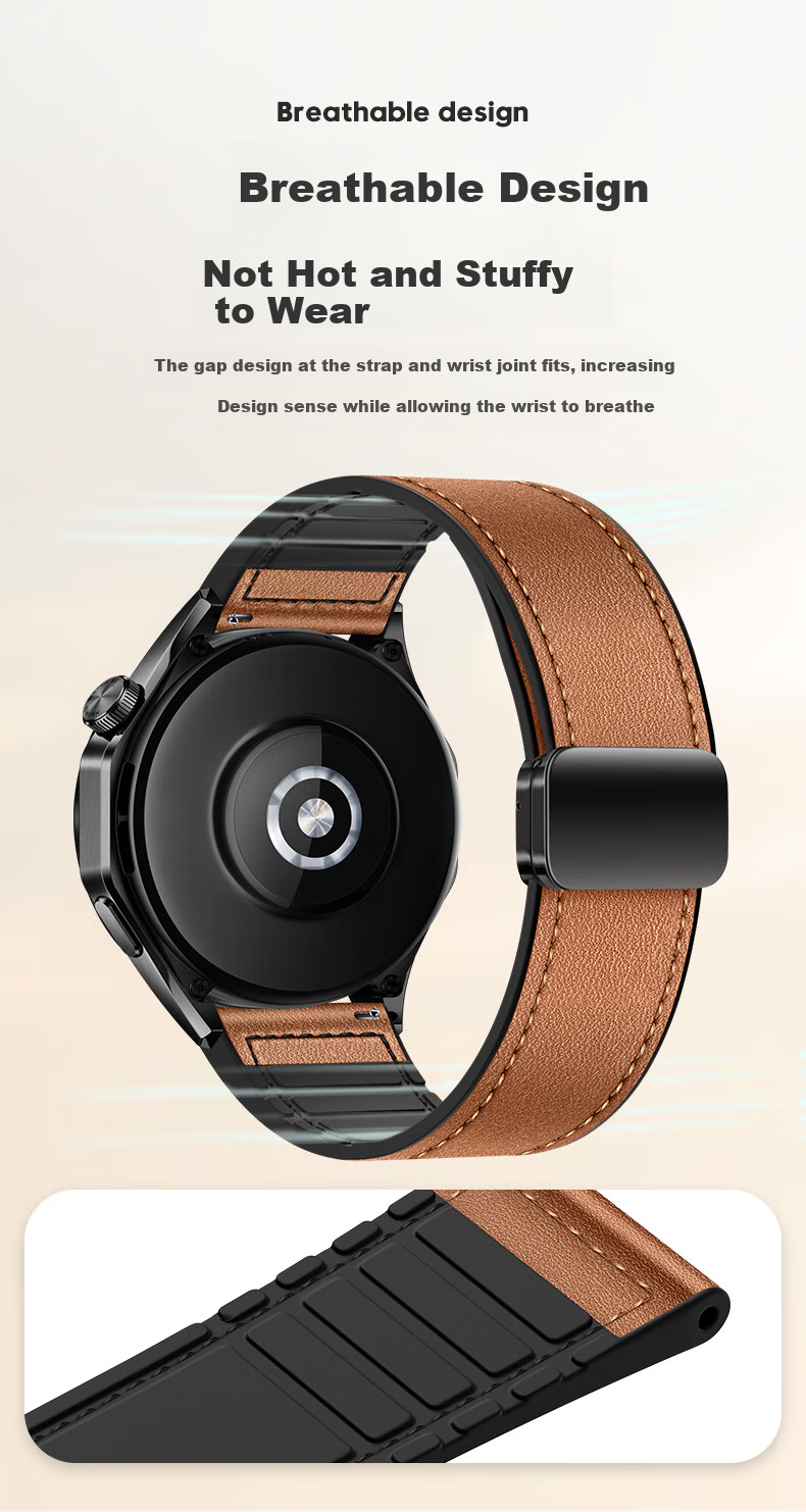 Ремешок Xiaopijiang для Huawei Watch GT6/GT5Pro/GT4/GT3Pro/GT2, кожаный, 22 мм, черный