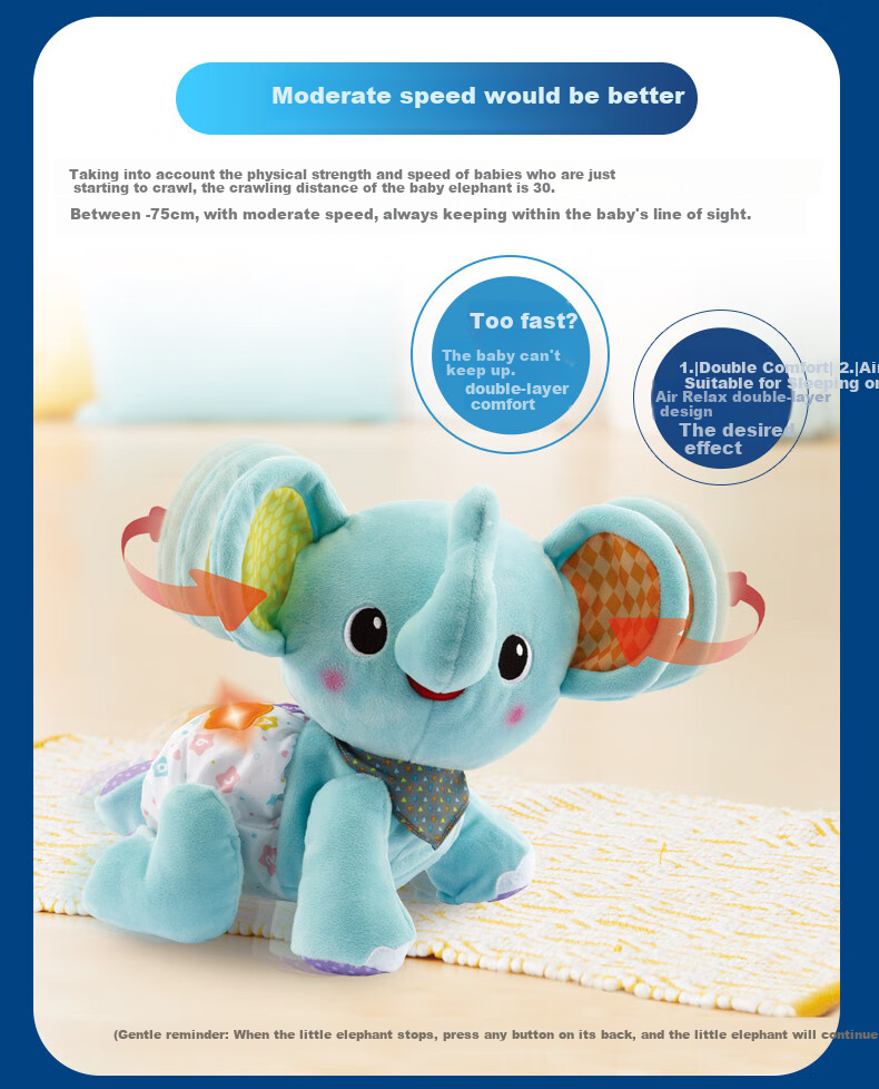 Игровой коврик VTech "Учимся ползать с маленьким слоненком", развивающий, музыкальный, для детей от 6 месяцев