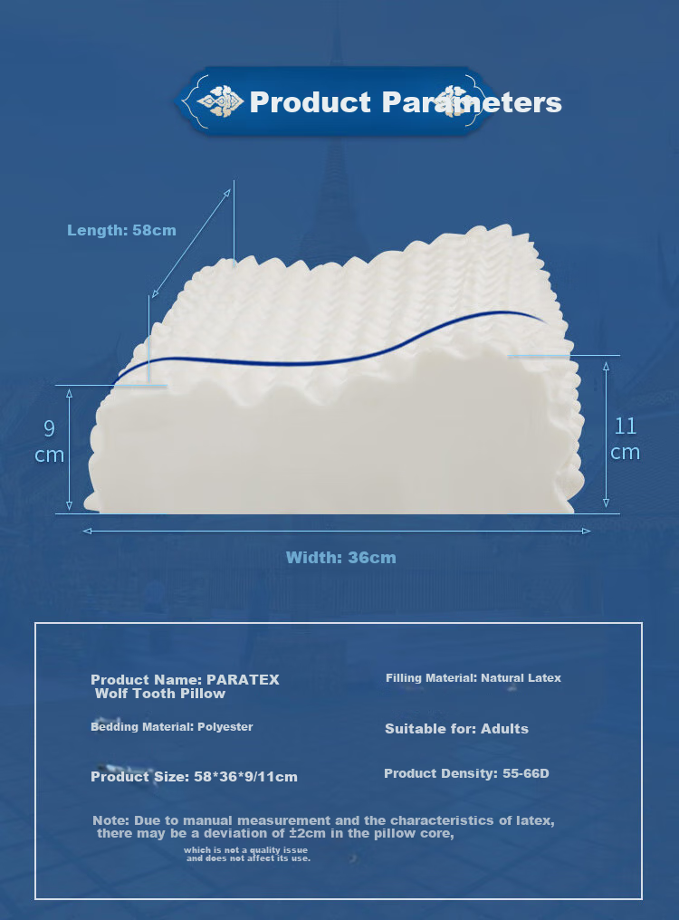 Подушка Paratex Particle Massage Wave Pillow, натуральный латекс, импорт из Таиланда, 94% латекса, 58x36 см