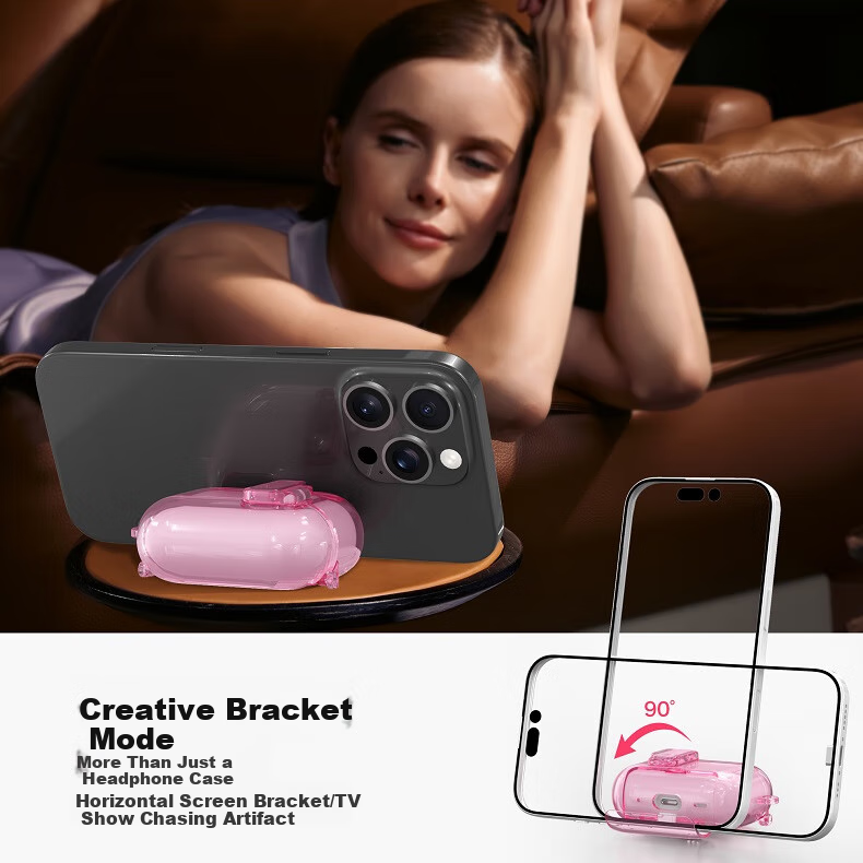 Чехол для наушников Chuangsimi AirPods Pro 3, прозрачный, с автоматической крышкой, противоударный, защитный, с подставкой