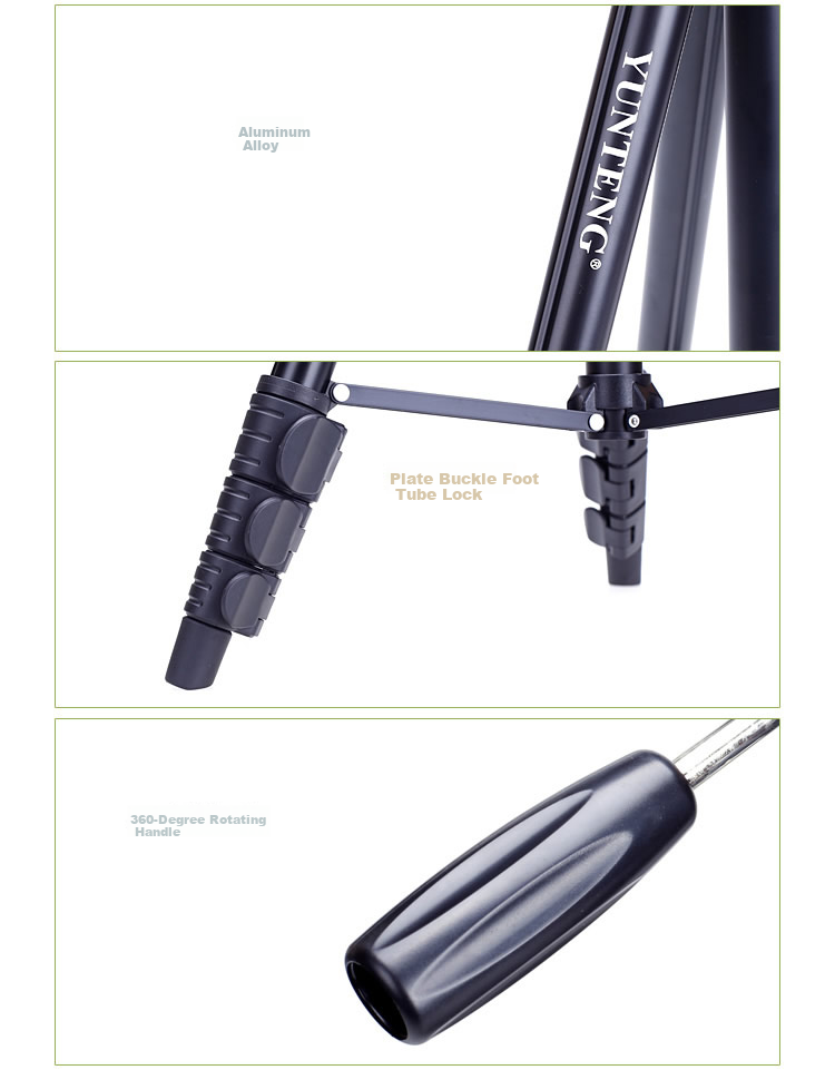 Штатив YUNTENG VT-368 Premium Portable Tripod + Ball Head, для беззеркальных цифровых камер и видеокамер, селфи и путешествий, высококачественный алюминиевый сплав, ультралегкий штатив черный