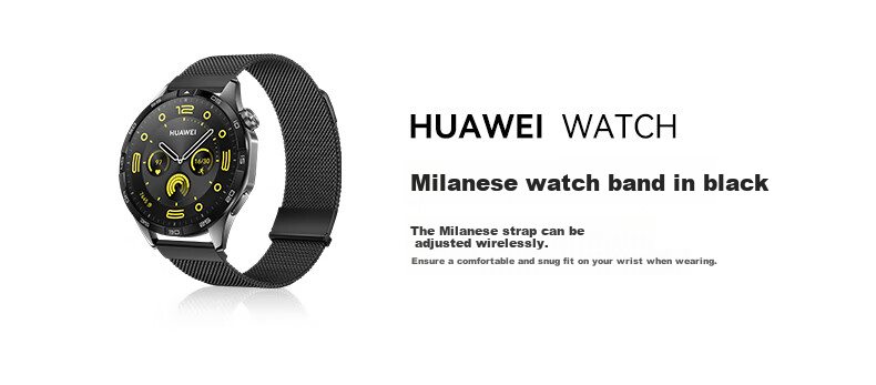 Ремешок CangHua Milanese для Huawei GT6/GT5/Watch 4/3/GT4/GT5 Pro/GT3/2 Pro, из нержавеющей стали, с двойным магнитным замком