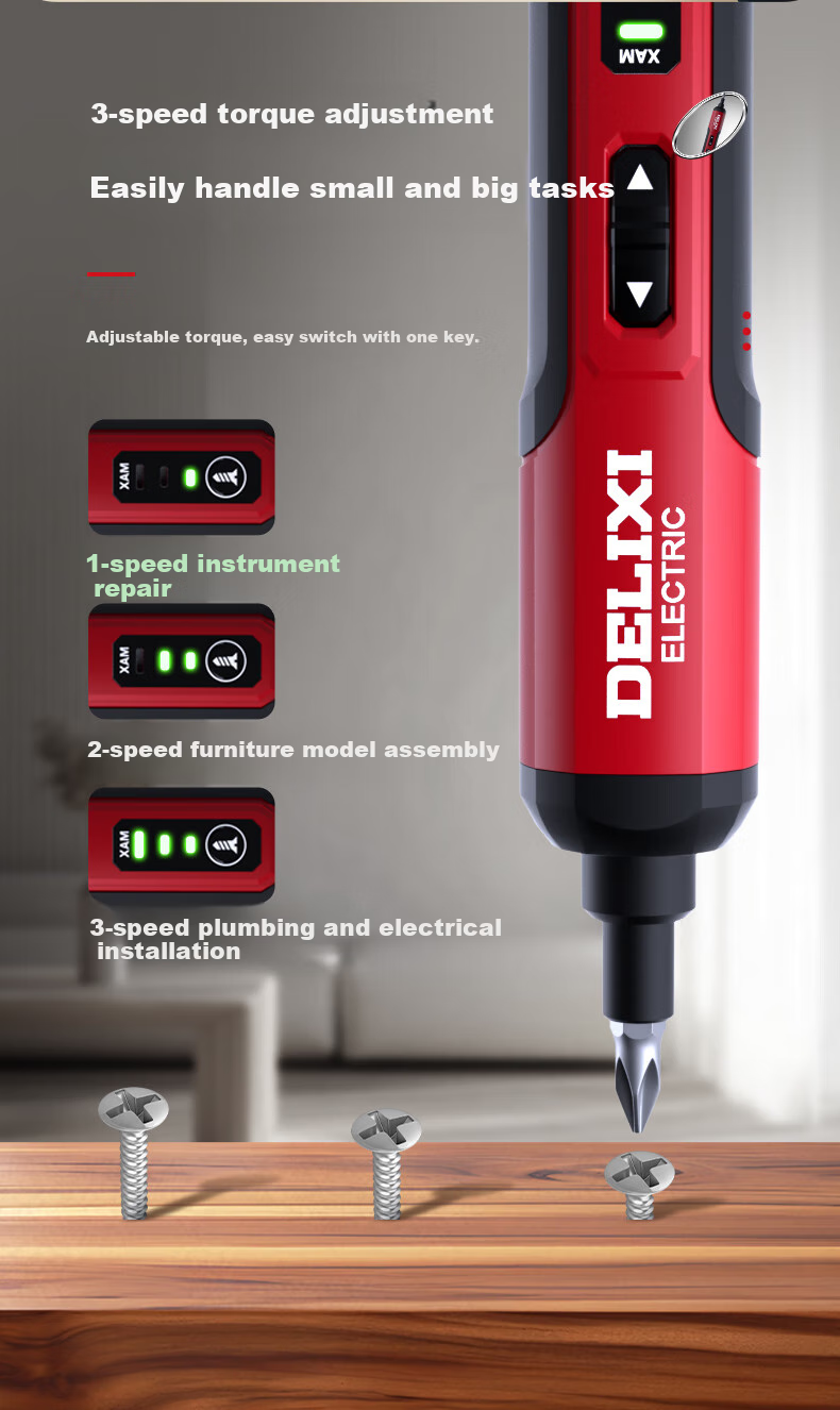 Аккумуляторная отвертка DELIXI ELECTRIC, бытовая, мини, 4 В, с прямым корпусом