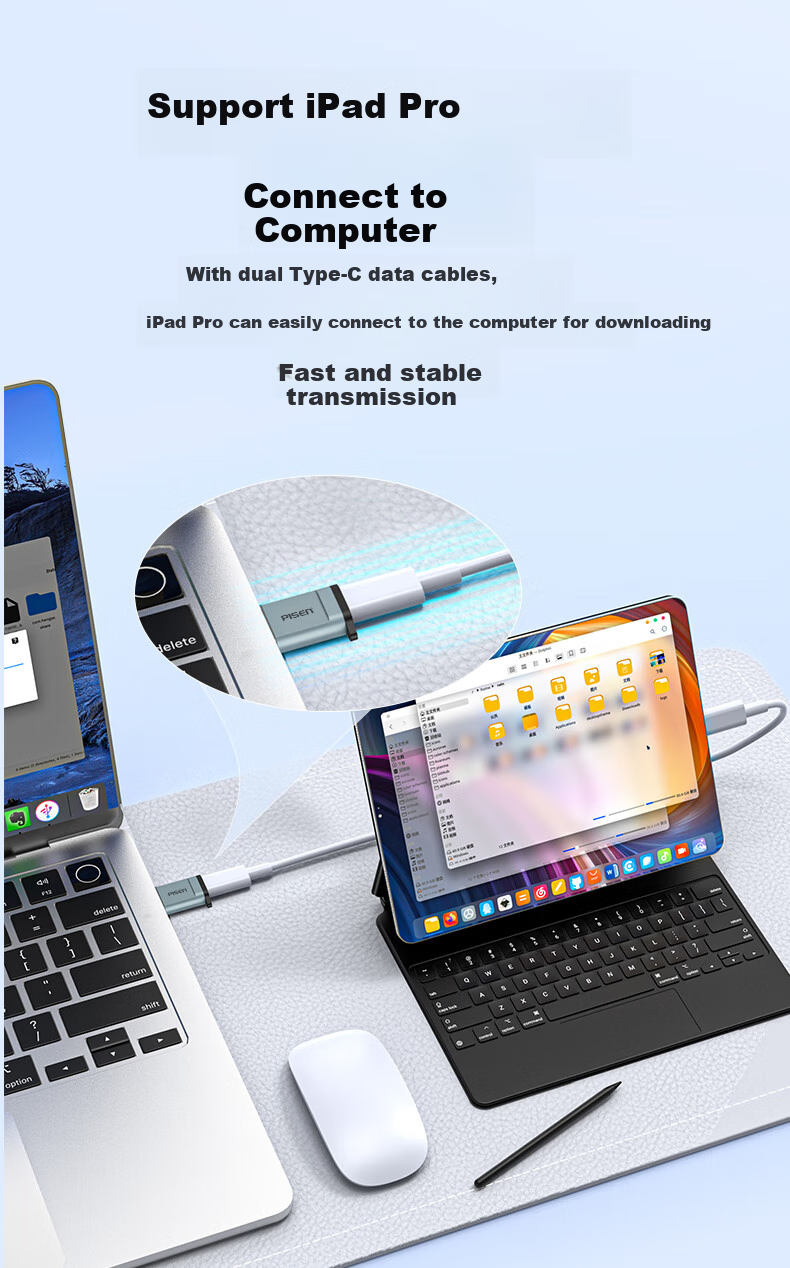 Адаптер PISEN USB 3.2 на Type-C OTG, 10 Гбит/с, для Apple, Huawei, Android, ноутбуков, черный