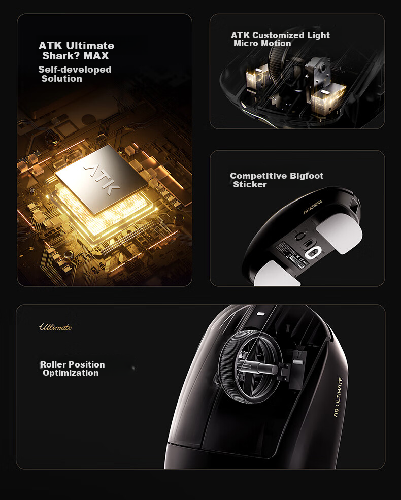Беспроводная игровая мышь ATK Qingting A9, проводная/2.4G, двойной режим, легкая, симметричная, минималистичная эргономика, Master Edition, Vermilion Red