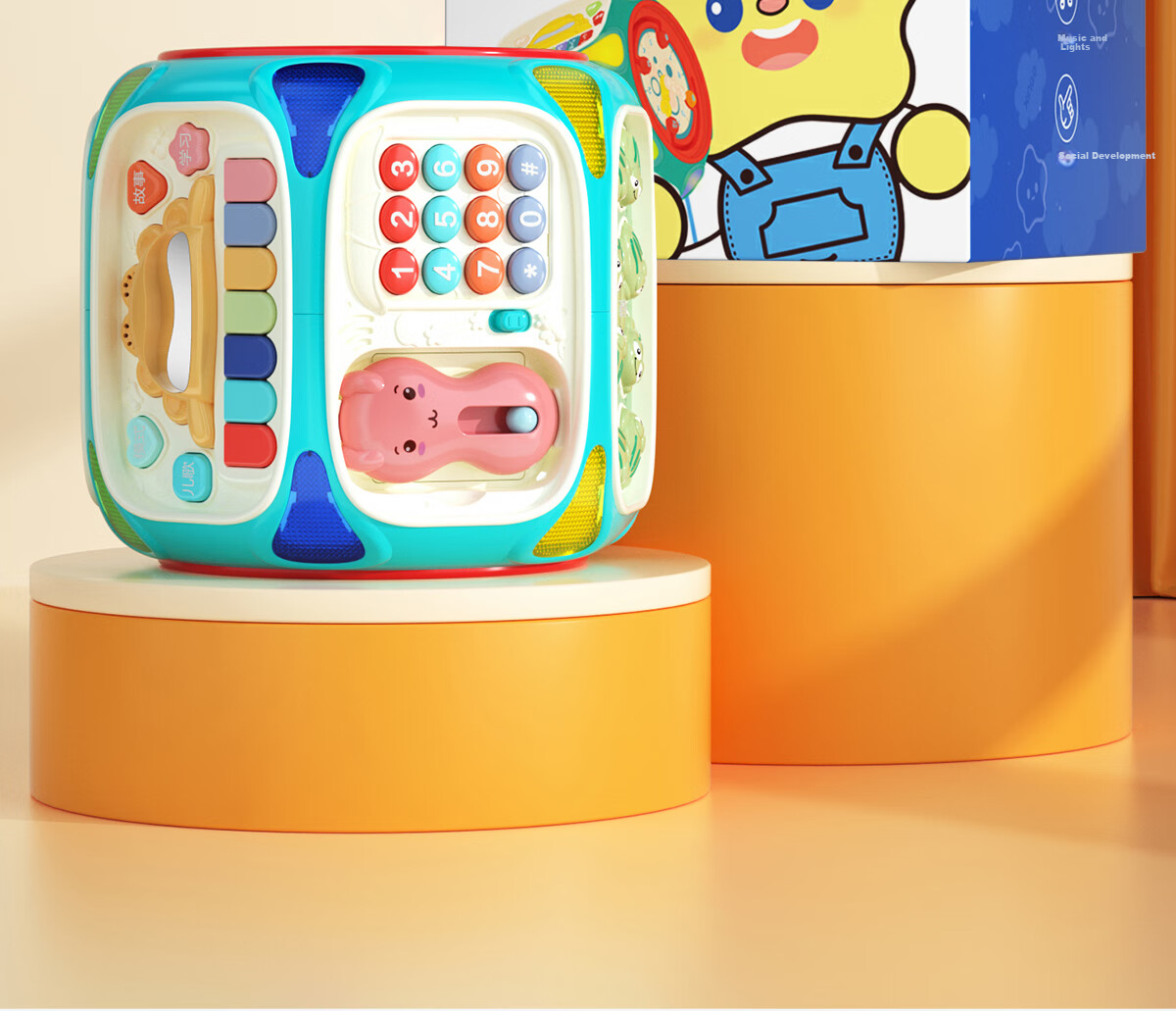 Детская развивающая музыкальная игрушка-барабан Xinge, многофункциональная развивающая игрушка-октаэдр для малышей 0-1 года, подарок на день рождения с Bluetooth