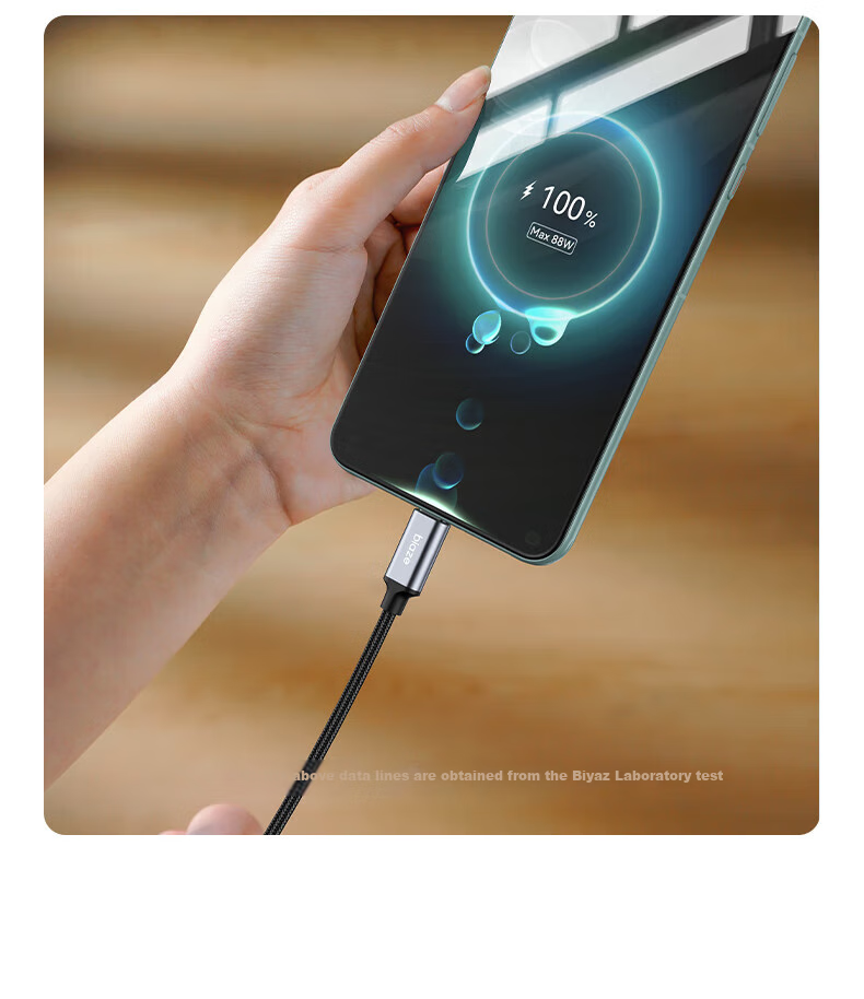 Кабель BIAZE Type-C, сверхбыстрая зарядка 100 Вт/66 Вт, USB-C для Huawei, Honor, Xiaomi, Android, Apple iPhone 15/16e/17, автомобильное зарядное устройство, кабель 6A