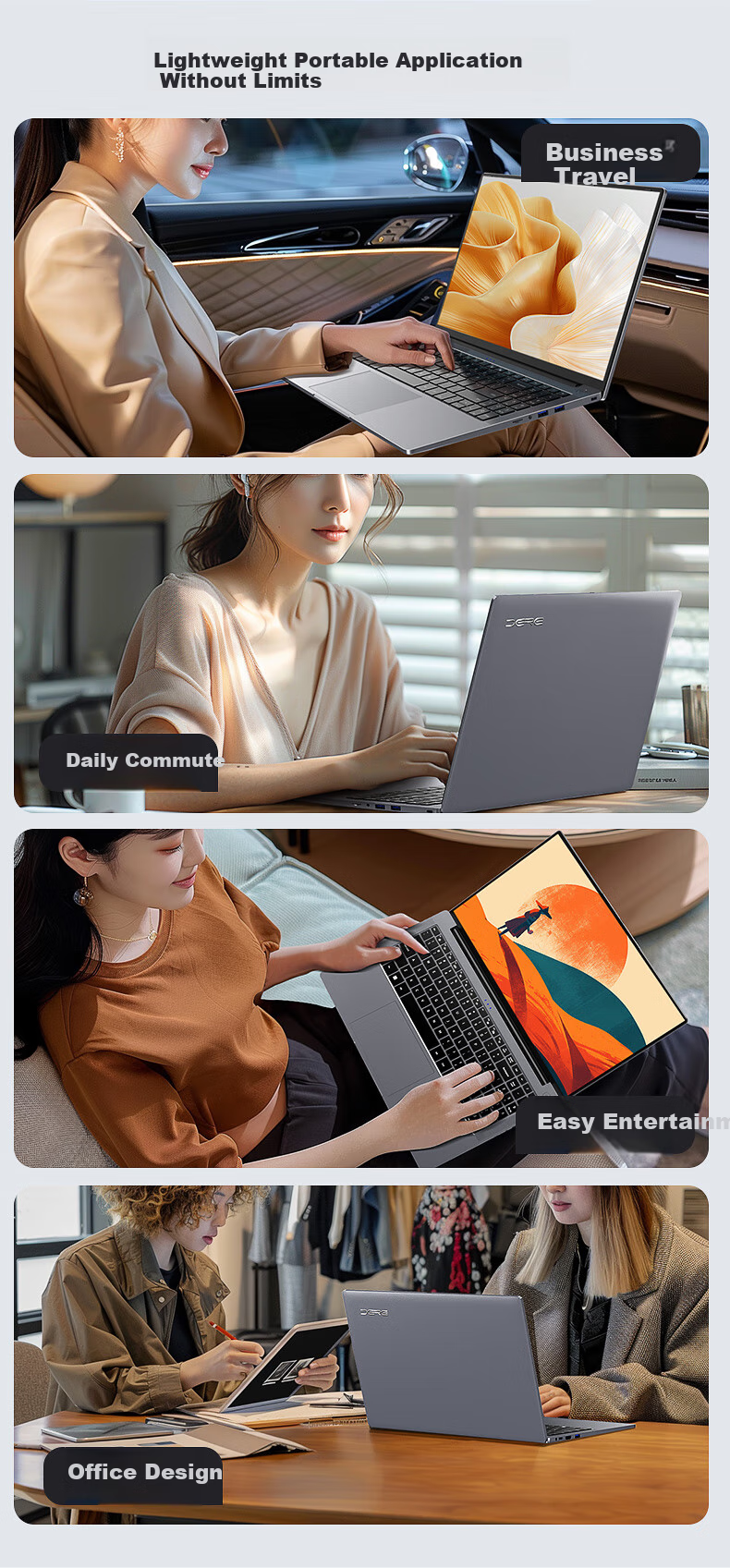 Ноутбук DERE R16 Pro, 15.6", Intel Celeron, 16 ГБ ОЗУ, 512 ГБ SSD, Windows 11, глубокий серебристо-серый