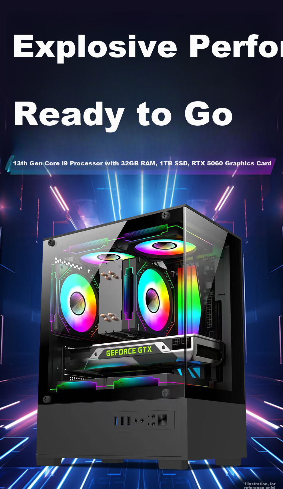 Игровой ПК 5-colors fish 13-го поколения Intel Core i9-13900HX, RTX5060 8GB, 16GB RAM + 1TB HDD