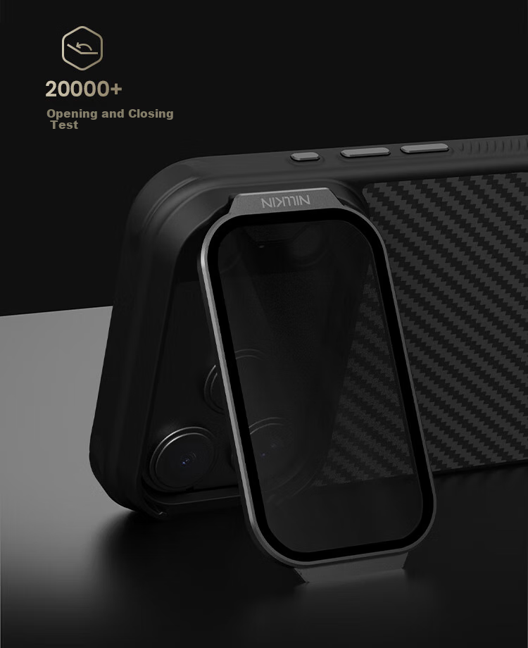 Чехол NILLKIN для iPhone 17 Pro Max, защита камеры, магнитный, из кевлара, с подставкой, ультра черный