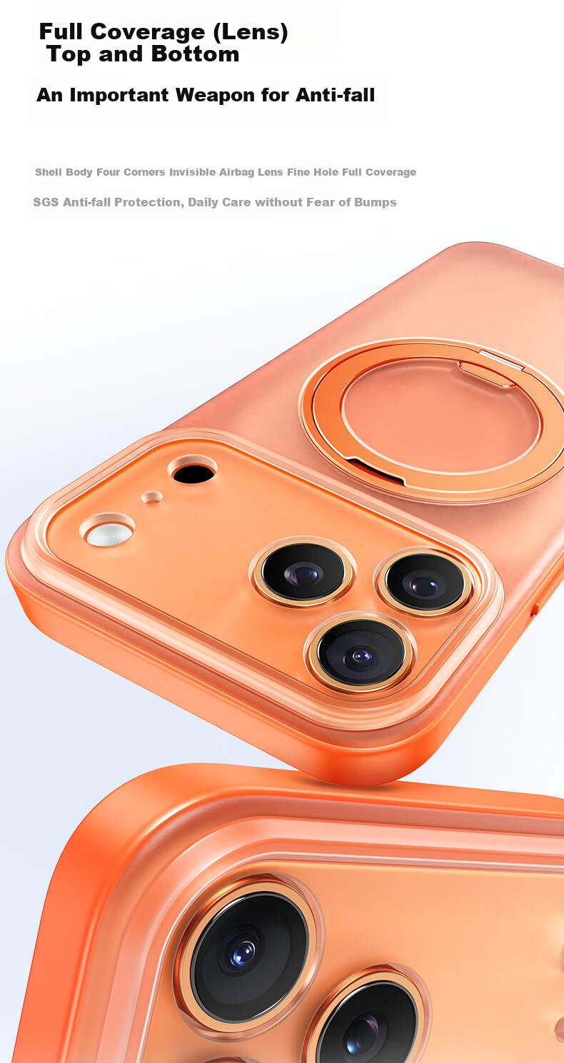 Чехол Kumeng для Apple iPhone 17 Pro, матовый, противоударный, с поддержкой MagSafe, с полной защитой камеры и функцией подставки