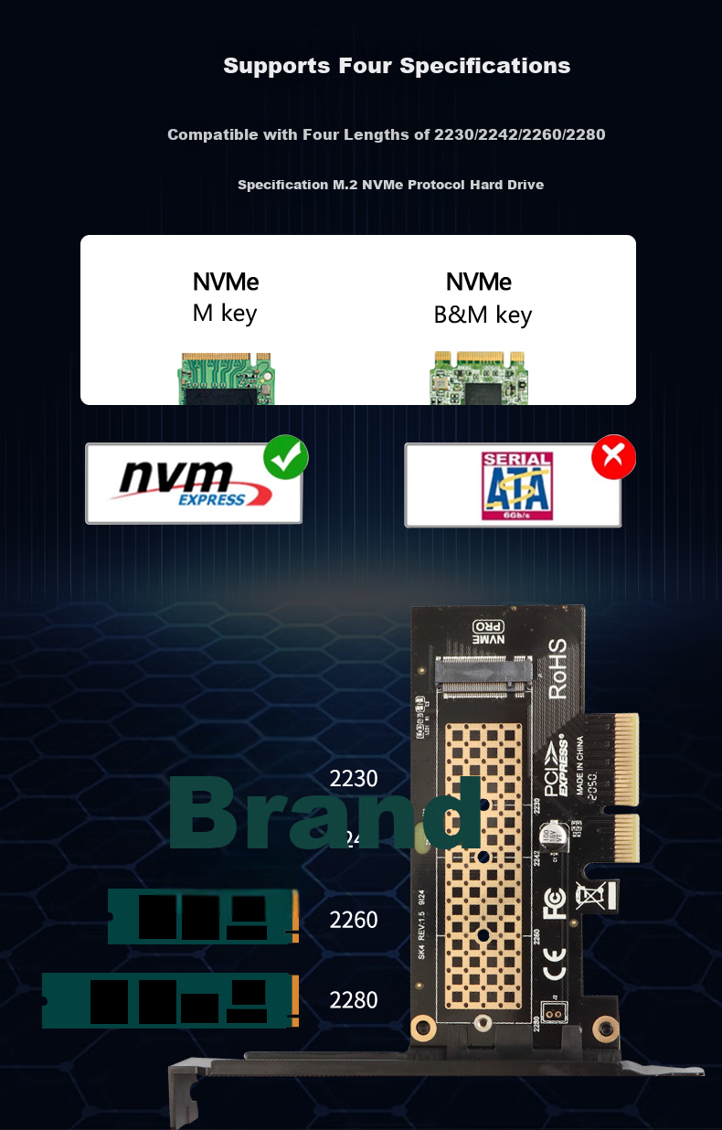 Плата расширения PCIe для M.2 NVMe