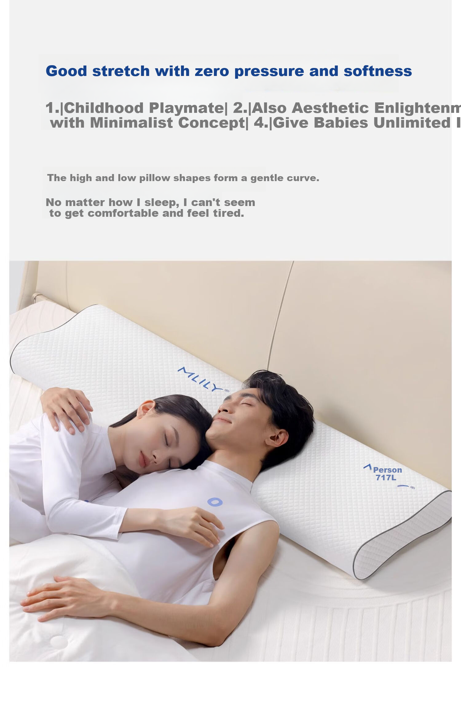 Подушка MLILY Fresh Gel Memory Foam Pillow, медленно восстанавливающаяся, с поддержкой шейного отдела, подарочный набор, отельная, высокая и низкая, 66x38x11/9 см