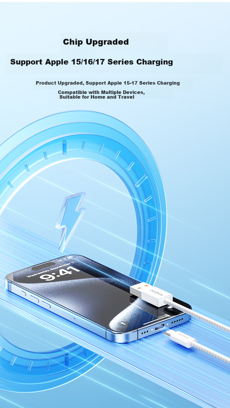 Кабель CangHua USB Type-C для быстрой зарядки, 6A, 1 метр, белый