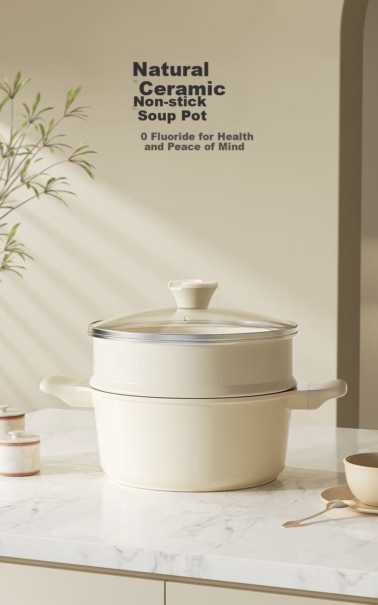 Кастрюля REDCHEF Titanium Ceramic с пароваркой, 24 см, для дома, для тушения, супа, каши, совместима с индукционными и газовыми плитами