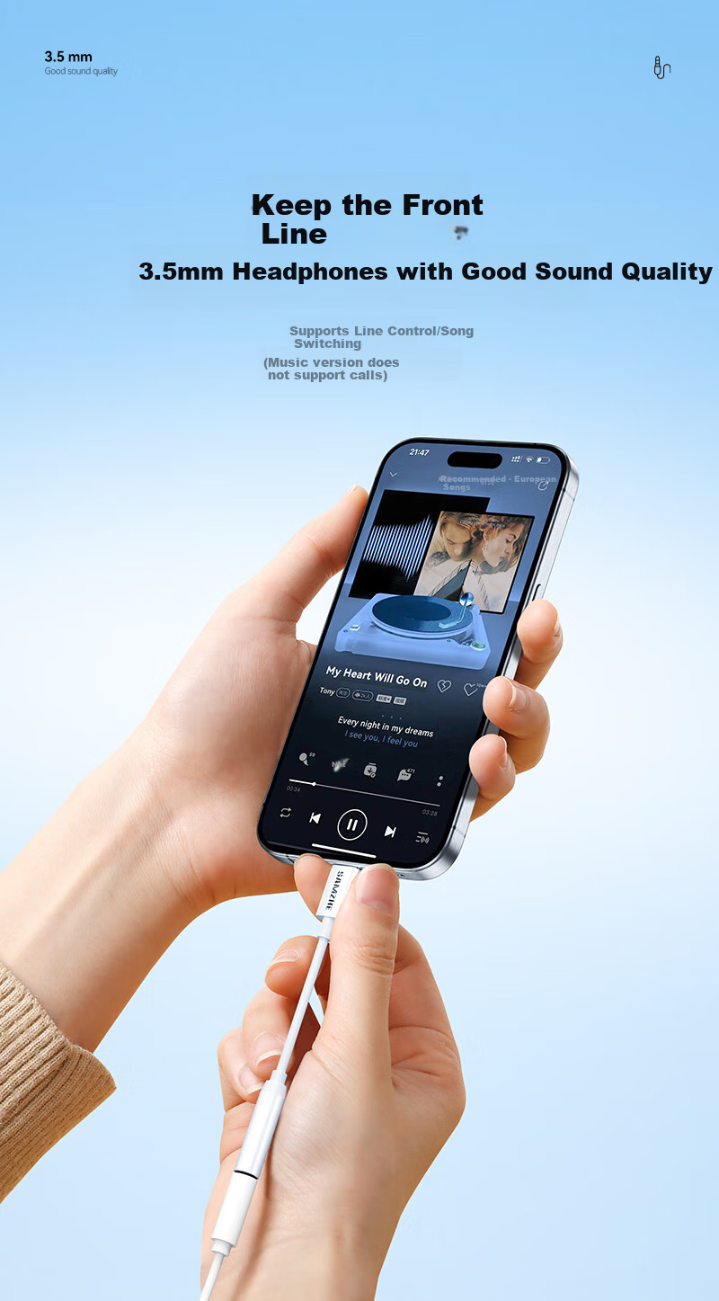Переходник SAMZHE Lightning на 3.5 мм для наушников, аудиоконвертер для iPhone